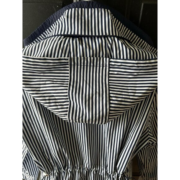 'S MaxMara Trench Rain Coat Reversible Women's Size 6 Nautical Navy Chic Striped - Picture 14 of 16